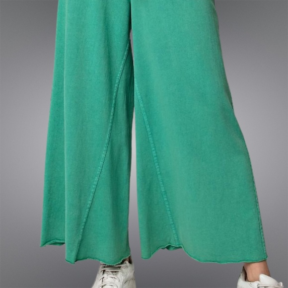 EASEL "The Originals" Mineral Washed Wide Leg Drawstring Pants Pockets Raw Hems - Picture 14 of 16
